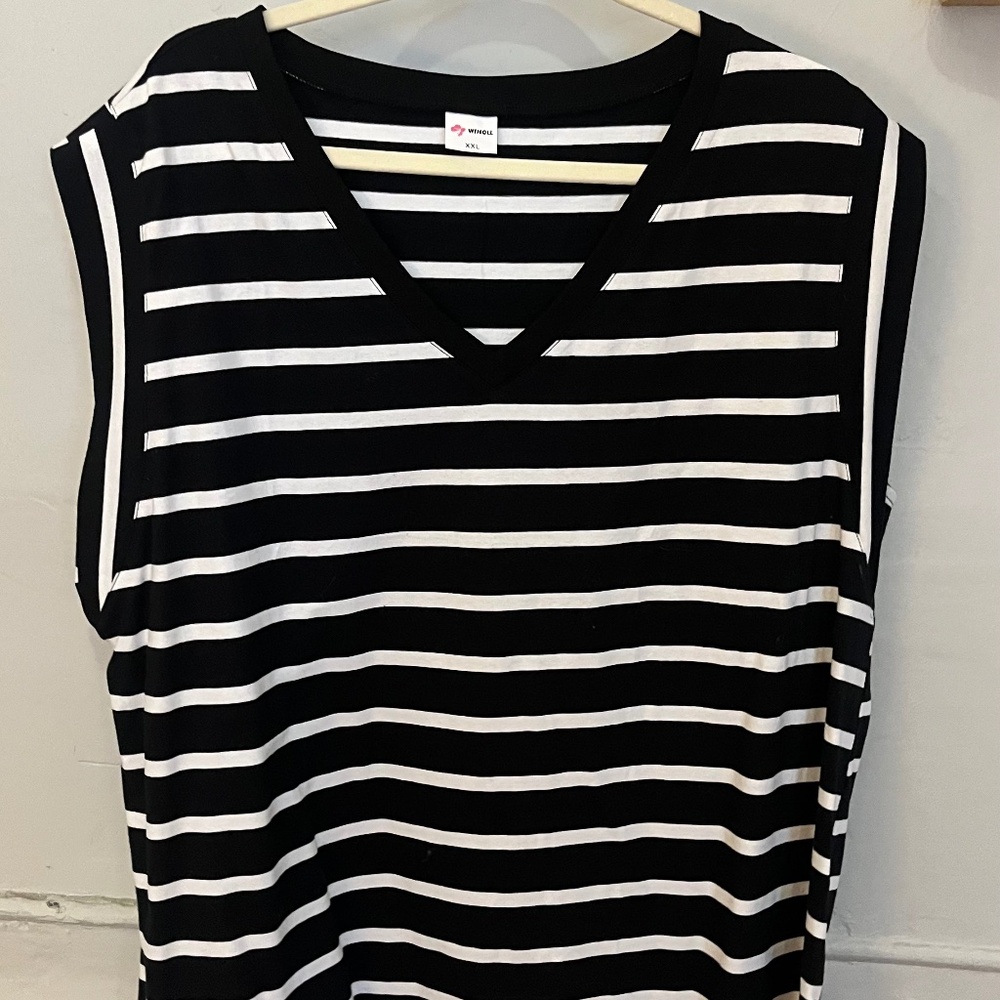 Striped V-neck shirt